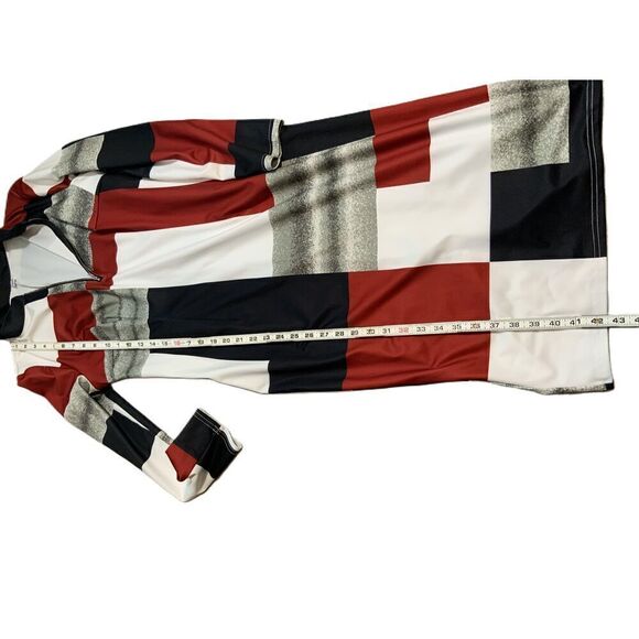 MOD Multicolored Geometric Long Sleeve High Neck Half Zip Classic Dress Size Med - Picture 12 of 14